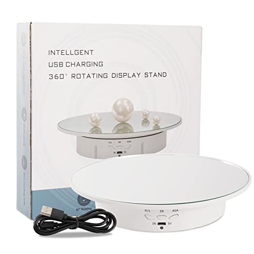 Image of 7.87' Motorized Rotating Display Stand 22lbs Load,Electronic Turntable Display Stand with USB Charging Port,for Jewelr,Photography Products,3D Model,cake,Mirror Cover