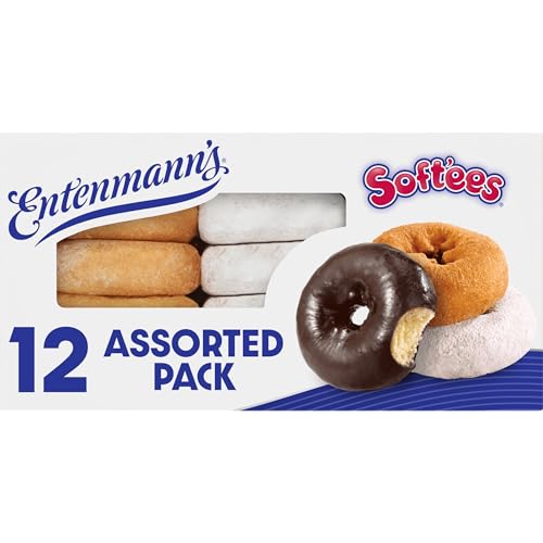 Entenmann's Soft’ees Assorted Donuts, 12 count, (1.54 oz each), Plain, Frosted, Powdered Donuts, 18.5 oz Variety Pack