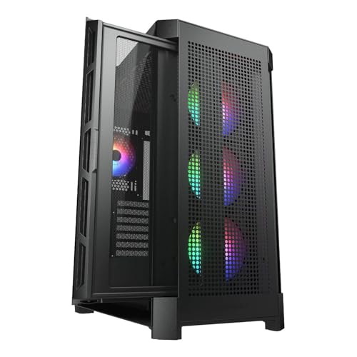 Image of Cougar Gaming Duoface Mid Tower Case Series, Supporting 390mm Graphics Card, Incredible RGB Lighting, Two Distinct Front Panels Included, Mesh and Tempered Glass (Duoface Pro RGB - Black)