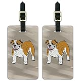English Bulldog Pet Dog Luggage ID Tags Suitcase Carry-On Cards - Set of 2