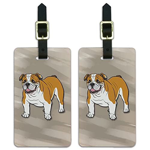 English Bulldog Pet Dog Luggage ID Tags Suitcase Carry-On Cards - Set of 2