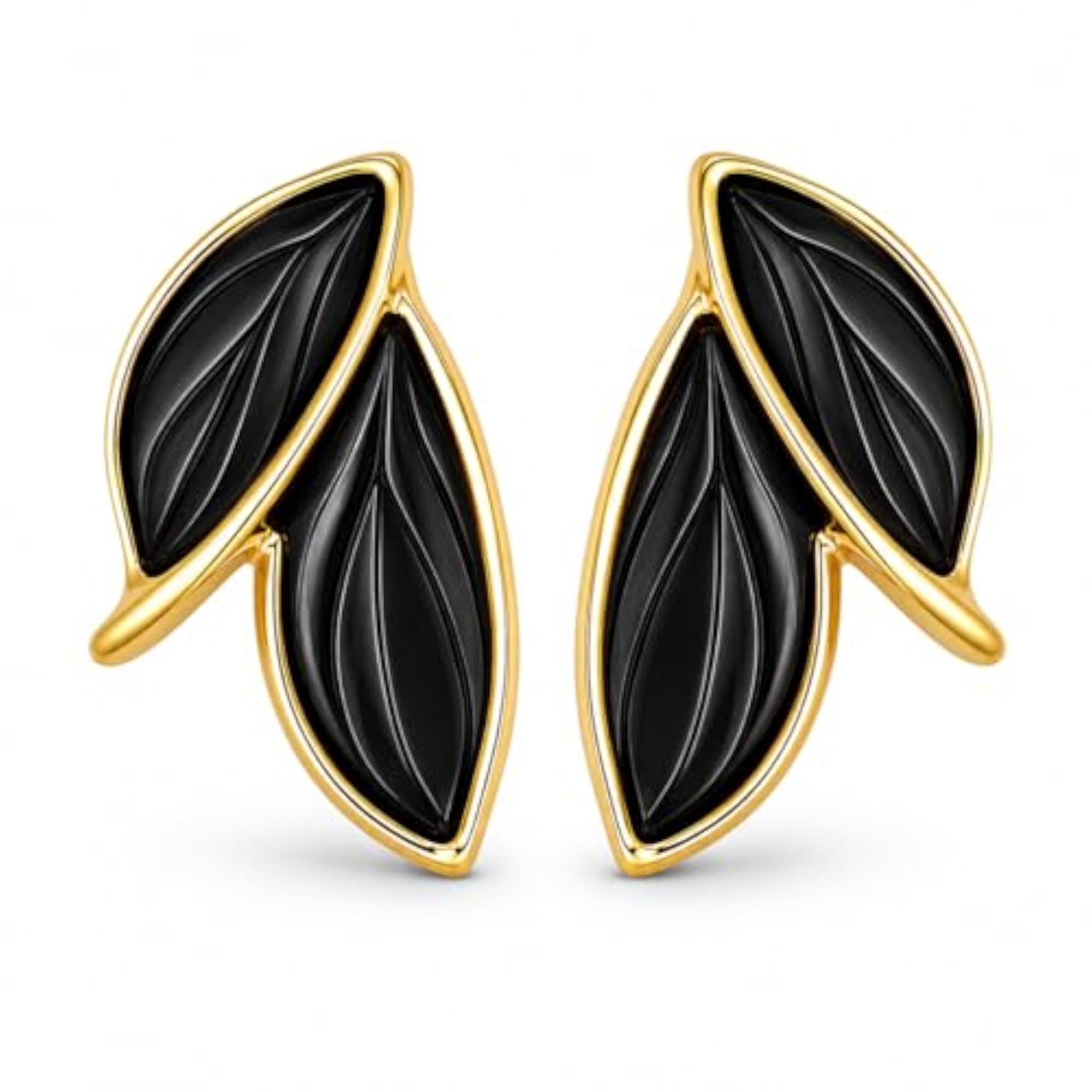 Women's Leaf Shape Designer Stud Earrings, Lightweight Alloy