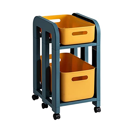 Versátil carrito rodante de 3 niveles, ruedas fáciles de enrollar, ideal para suministros de baño, cocina, oficina, color amarillo, carrito multiusos de 52 cm para uso doméstico
