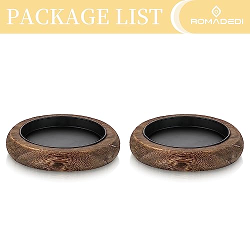 Romadedi Wood Candle Holder Farmhouse Decor - Pillar Candle Holders For Table Centerpiece Small Tray Riser Set Of 2 Round Wooden Plate Pedestal Stand For Coffee Table Home Living Room thumb #5