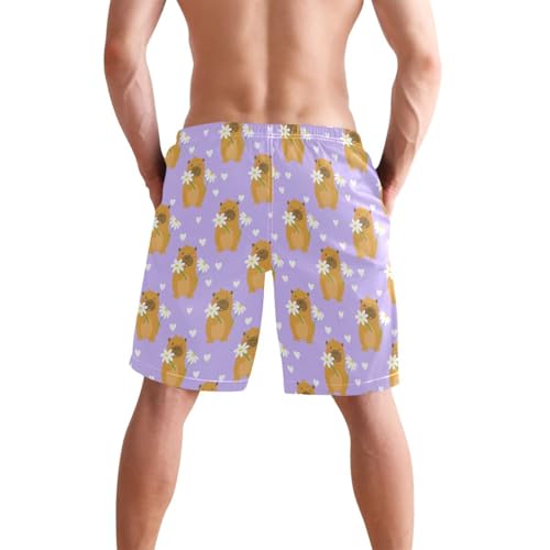 Quick Dry Cute Capybaras Men's Swimming Shorts Swim Trunks with Mesh Lining Beach Wear - S2