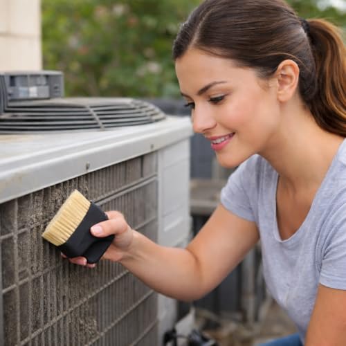 Image of AC Cleaning Brush for Split & Window AC, Soft Dense Bristles Condenser & Filter Cleaning Brush, Air Conditioner Coil Cleaner Tool, AC Service Brush for Home & Professional Use