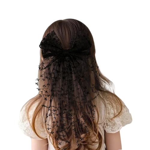 Elegant Lace Hair Clip Oversized Barrette Sweet Fashionable Flat Clip Hairpin Lace Bow for Bunches Lace Hair Bows for Weddings