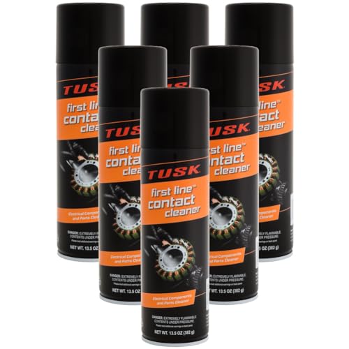 TUSK First Line Contact Cleaner 13.5 oz (6 Pack) – Fast-Drying Electrical Cleaner Spray – Safe for Automotive, UTV, ATV, Motorcycle & Powersports