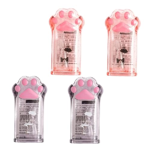 Kichvoe Sacapuntas Manuales para Estudiantes Forma de Pata de Gato 4 Unidades (2 Rosa 2 Gris) Sacapuntas de Plástico Depósito para Afilar Lápices Kawaii para Uso Escolar
