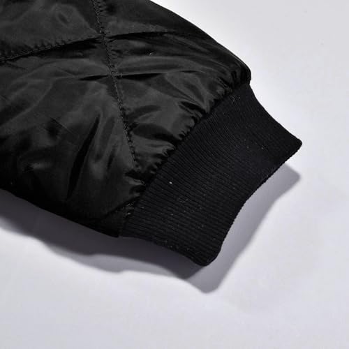 Beokeuioe Lightweight Down Jacket without Hood, Hiking Bomber Jacket, Winter Jacket for Men, Outdoor Puffer Men's Jackets, Solid Color Cotton Softshell Jacket, Transition Jacket, black, L - Image 6
