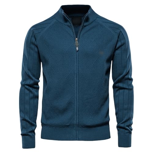 Men's Full Zip Cardigan Casual Knitted Long Sleeve Slim Fit Sweaters Fall Classic Stand Collar Workout Sportswear Top