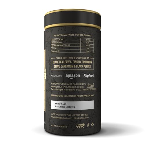 Image of House of Hindraj King of Spices Masala Masala Tea Loose Leaves 180 g Traditional Spiced Chai with Clove, Cardamom, Ginger & Cinnamon Caffeine-Free, Aromatic & Refreshing