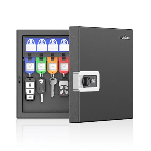 Uniclife 16-Schlüssel Schlüsseltresor, Wandmontage-Schlüsselkasten, Schlüsselschrank, Auto-Schlüssel-Organizer Beschriftbaren Schlüsselablagen Etiketten, Sicherer