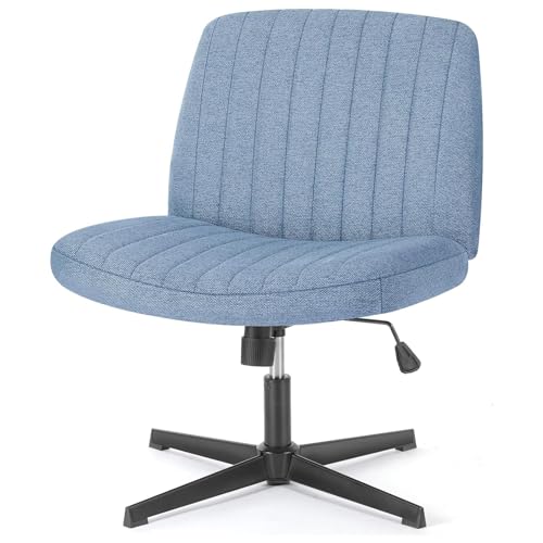 Chaise de bureau rembourrée en tissu sans accoudoirs - Avec fonction bascule - Pour s'asseoir en tailleur - Charge maximale : 150 kg - Hauteur réglable à 360 ° - Pour la maison, le bureau, l'étude -