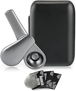 Metal Smoking Pipe, Zinc Alloy Tobacco Pipe Portable Pipe Set Special Design with Magnet, with 3 Pack of Gold Metal Screen and Gift Box (Silver)