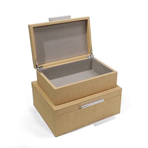 Sophinique Holzkisten zum Basteln (2 Stück), Weben aus reinem Naturholz, Ottomane Aufbewahrungsbox, rutschfeste Unterseite, dekorative Box, sehr geeignet als Dekoration für Schminktisch Cover