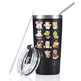 Onebttl Chinese New Year Gifts - Year of the Dragon - Decorations for Lunar New Year 20oz/590ml Double Wall Vacuum Insulated Stainless Steel Tumbler - with Lid and Straw - Zodiac Animal