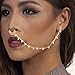 Honbay 2PCS Fashion Nose Ring with Chain Nose to Ear Chain with Pearl Tassel Fake Septum Ring Non-Piercing Nose Ring Indian Belly Dance Party Nose Accessories Body Jewelry for Women