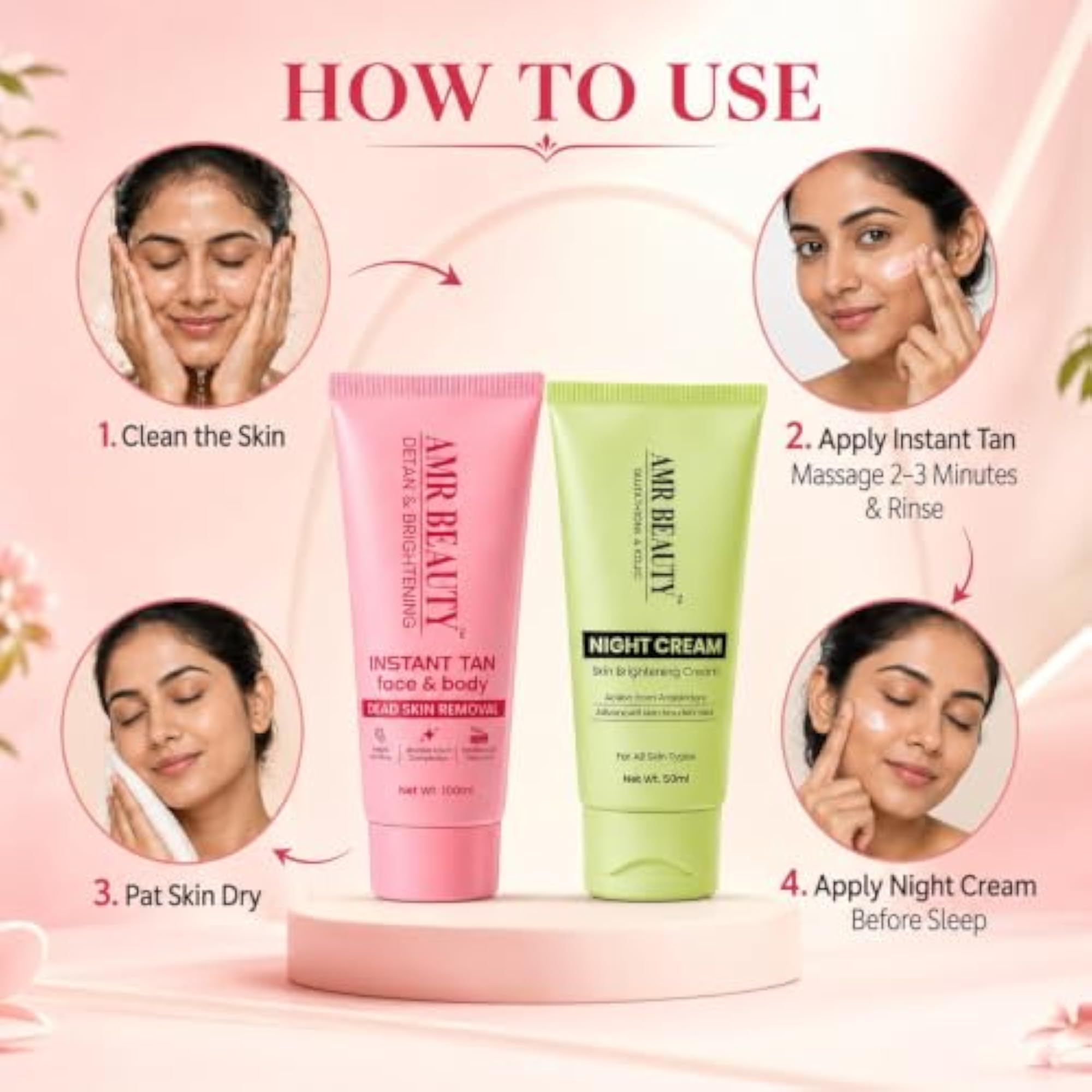 Face & Body Tan Wash with Brightening Night Cream, Gift Set