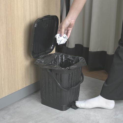 Image of Nayasa Mikado Dustbin with Lid & Handle | Small Dustbin | 8.5 Litres Waste Bin | Plastic Dustbin for Home, Kitchen, Bathroom & Office | Durable, Easy to Clean, Hygienic & Stylish | Black