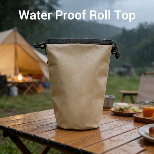 Bolsa seca impermeable de 2L con cierre enrollable, bolsillo con cremallera y hebilla, bolsa de nylon marina para camping, senderismo, mochilero y kayak de 12.2x10.63x4.53 pulgadas (Marrón) miniatura 2