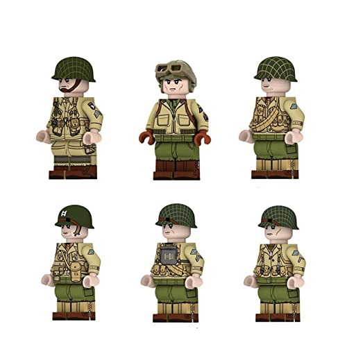 Lot de 6 mini figurines militaires américaines, blocs de construction militaires, série 2 Guerre mondiale, Seconde Guerre mondiale, soldat des États-Unis d'Amérique, cadeau pour enfants