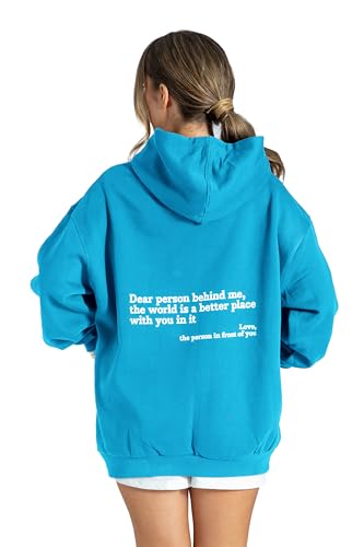 Lang Horn Dear Person Behind Me Hoodie You Are Enough Graphic Sweatshirts for Women Mental Health Awareness Shirt Pullover Top 2025 Medium Turquoise