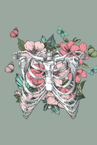 Image of Breath of Peace hardcover journal: 6x9 hardcover journal with a floral and artistic adaptation of the thoracic cavity