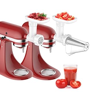Fruit & Vegetable Strainer Attachment Set for KitchenAid Stand Mixer, Includes Food Grinder Attachment with Sausage Stuffer Tubes and Juicer Auger, Meat Grinder Attachment for KitchenAid by InnoMoon