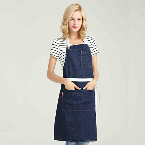 YANYUESHOP Barberology fryzjer fartuch dżins fartuch stylista fryzjer fartuchy dla mężczyzn z kieszeniami regulowany grill artysta