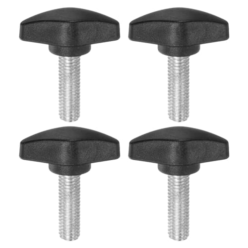 sourcing map 4pcs Tee Wing Knobs Thumb Screws M8 x 25mm Standard Male Thread Plastic T Knobs Handles Hand Clamping Thumbscrew, Black