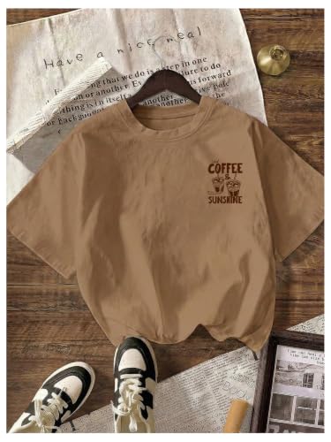Image of RoseSeek Women's Graphic Letter Tee Crew Neck Drop Shoulder Trendy Summer T Shirt Short Sleeve Vintage Car Print Top