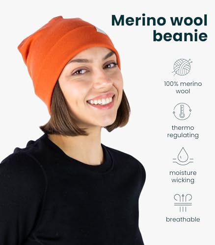 Image of Merino Wool Beanie for Women & Men - 100% Merino Skull Cap 17.5um - All Season Unisex Adult Hat & Socks for Running, Hiking