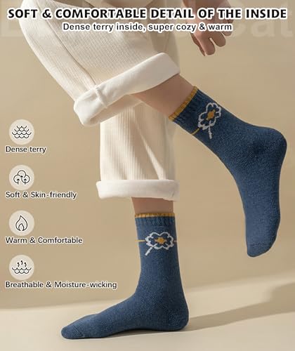 Image of IIG 3-5 Pairs Womens Super Thick Warm Winter Crew Socks Cute Fashion Knit Cozy Socks Gifts for Women