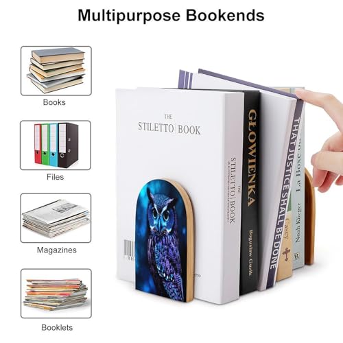 Sujetalibros de búho azul para evitar la caída de libros en estantes del hogar 4