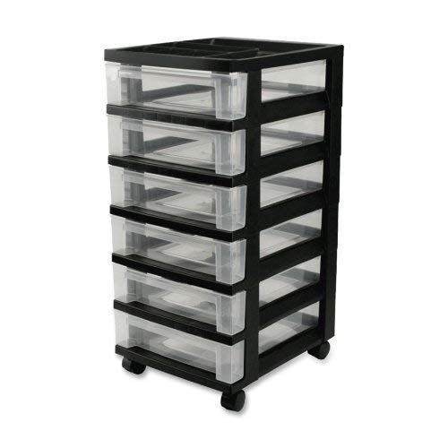 IRIS USA, Inc. MC-360-TOP 6-Drawer Storage Cart with Organizer Top, Black (2 Pack)