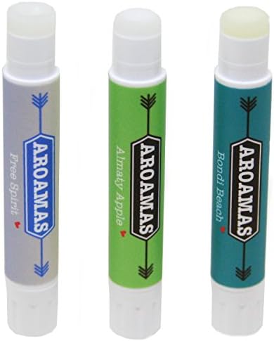 Aroamas 3-Pack Solid Travel Perfume Sticks: Free Spirit, Bondi Beach, Almaty Apple (Summer Lovin’ Pack)
