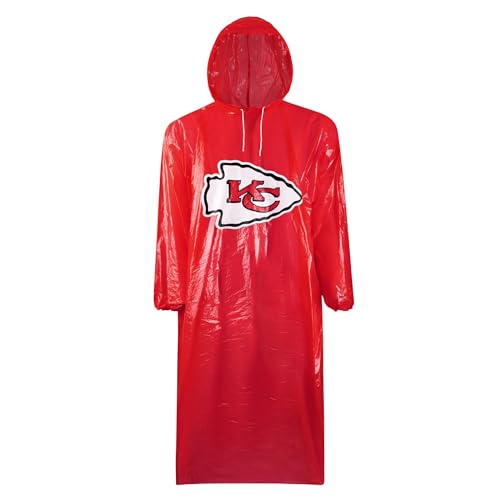 Image of NFL Waterproof Rain Poncho for Adults, Sporty, Elastic Sleeves and Drawstring Hood, Unisex Rain Coat
