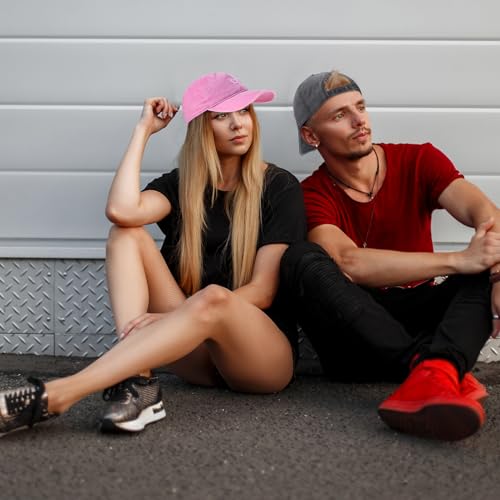 2 Stück Baseballkappe für Herren Damen, Verstellbar Baseball Cap mit Herz, Baumwolle Pferdeschwanz Kappe Vintage Unisex Basecap Sonnenhut Sportkappe für Outdoor Sport Leisure Reisen (Grau und Rosa)