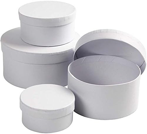 Create Crafts 264010 Round Boxes, 4 pc/ 1 set, white