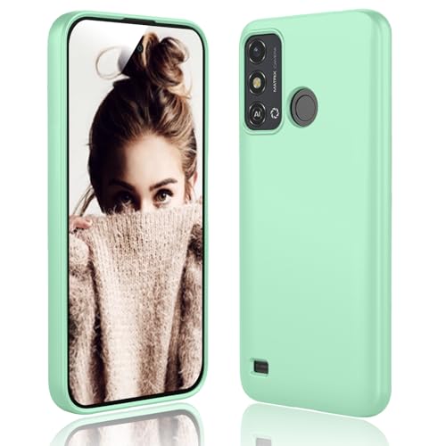 DESSEN Funda para ZTE Blade A53 Capa - Líquida Silicona Carcasa Antigolpes Protector Móvil Case Cover Suave Delgada Bumper con Forro de Microfibra Antiarañazos, Verde Claro