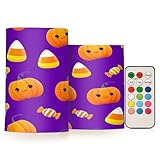 Waassud Cartoon Kürbisse Flammenlose Kerzen Batteriebetriebene LED Kerzen mit Fernbedienung Halloween Dekorationen Weihnachten 2 Stück