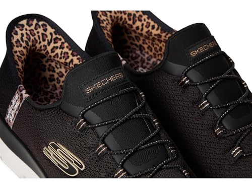 Skechers Summits-Leopard Chic Hands Free Slip-INS, BKMT, 7.5