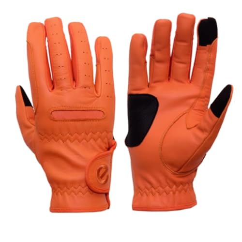 eGlove eQUEST GripPro Leather Touchscreen Horse Riding Gloves (Orange, Medium)