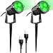 Lemonbest Pack of 2 Outdoor Water-resistant LED Lawn Garden Landscape Lamp Wall Yard Path Patio Lighting Spot Lights Green AC Spiked Stand with Power Plug