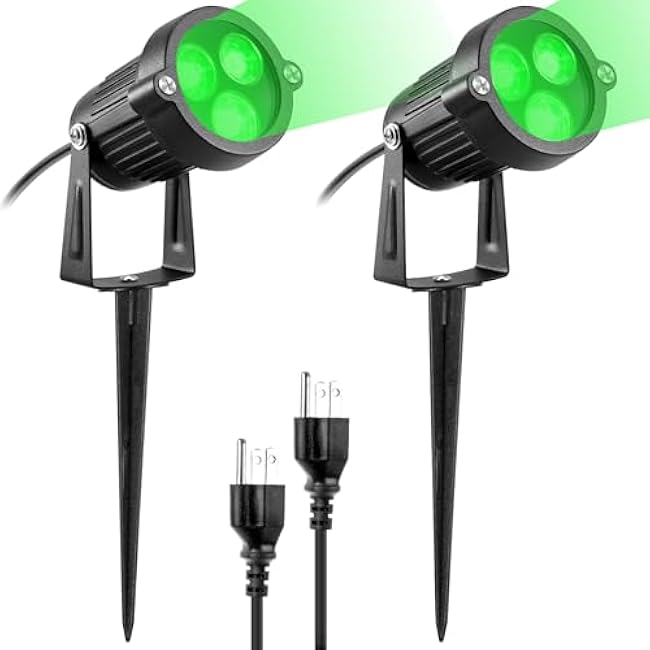 LemonBest LED Landscape Lamp Spot Lights Green Spiked Stand