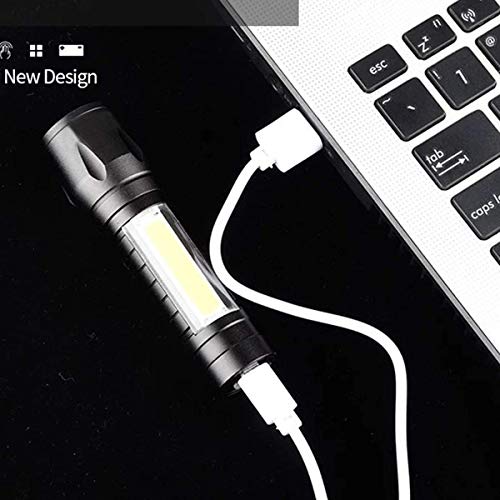 Image of Sarjak Rechargeable Spot Torch 2 in 1 Led Flashlight Zoom Torch Mini Size Telescopic Portable Light for Outdoor Other Camping