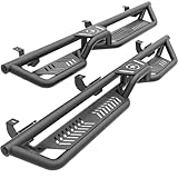 YZONA for Wrangler JK Running Boards Side Steps Compatible with 2007-2018 Jeep Wrangler JK JKU Unlimited 4 Doors, Two Stairs Design Nerf Bars Step Plates Rock Sliders Rail (Heavy-Duty Steel, Black)