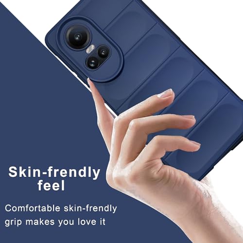 Image of A rtistque Liquid Silicone Stripes Back Cover Case for Oppo Reno 10 5G / Oppo Reno 10 Pro 5G | with Camera Protection | with Inner Fabric | Anti Slip Grip | AirBag Case - Blue