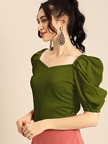 Image of Women's & Girl's Solid Short Sleeve Crop Top (LY-TopD6 Variation)